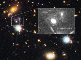 Hubbles nya unika upptäckt: Samma supernova på 4 ställen