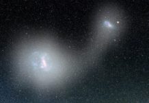 En bro av stjärnor mellan de Magellanska molnen Bild: V Belokurov, D Erkal, A Mellinger