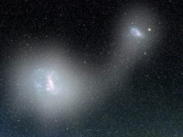 En bro av stjärnor mellan de Magellanska molnen Bild: V Belokurov, D Erkal, A Mellinger