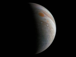 Juno utforskar Jupiters polarsken Bild: NASA/JPL-Caltech/SwRI/MSSS/Roman Tkachenko