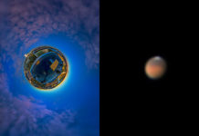 Jorden och Mars: Peters spektakulära dubbelbild fångar Astronomins dag och natt 2018 Foto: ©: Peter Rosén
