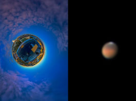 Jorden och Mars: Peters spektakulära dubbelbild fångar Astronomins dag och natt 2018 Foto: ©: Peter Rosén