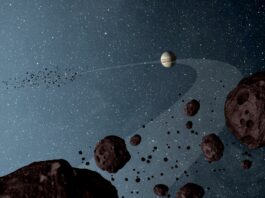 Jupiter föddes långt ut i solsystemet – det avslöjar jättens stora familj Jupiters följeslagare enligt NASA:s rymdkonstnär NASA/JPL-Caltech