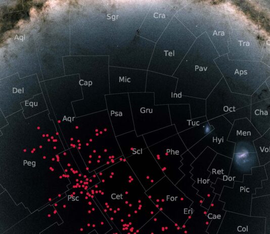 Gigantisk ström av stjärnor täcker halva natthimlen – utmanar Plejaderna Pisces-Eridanus stellar stream utmarkerad över Vintergatan.