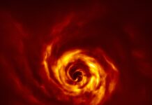 Stjärnans spiral avslöjar nyfödda planeter Skivan runt AB Aurigae Bild: ESO/Boccaletti et al.