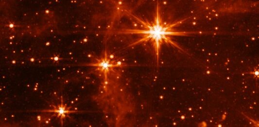 James Webb smygstartar med stjärnor i Stora magellanska molnet